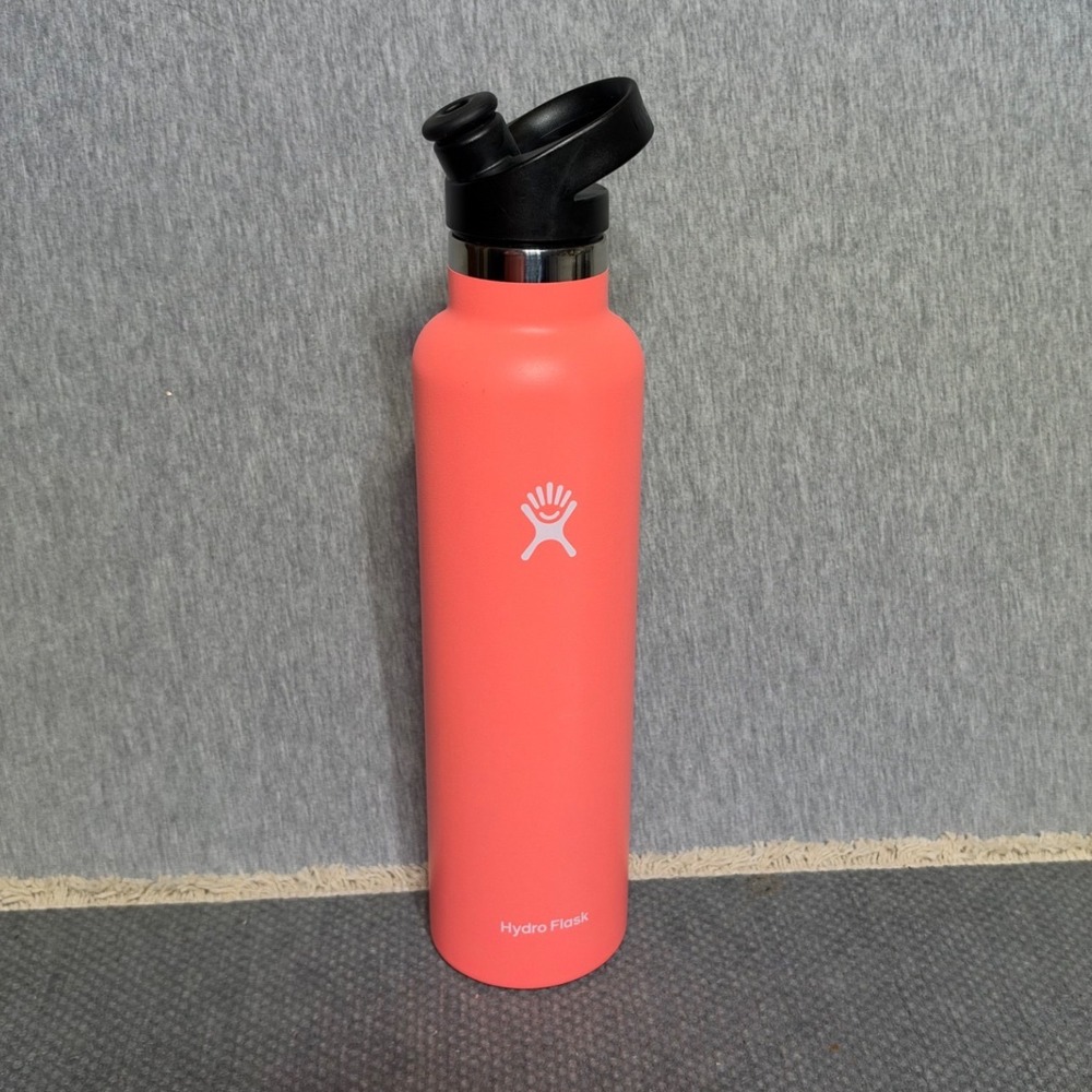 Hydro Flask 24 oz Standard Mouth Water Bottle Sport Cap Coral Pink Hibiscus